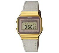 Casio Damen Quartz Armbanduhr, 37.40mm GehäusegröÃŸe mit Clear digital Zifferblatt und Beige Fabric Strap Armband A700WEGL-7AEF