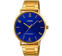 Casio Damen-Quarzuhr, Analog-Anzeige und Edelstahlarmband, Gold/Blau/Gold, Armband