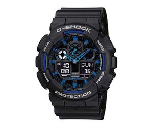Casio G-Shock Herren Harz Uhrenarmband GA-100-1A2ER, Blau-Schwarz