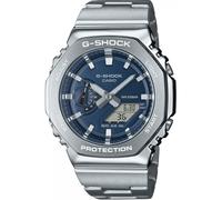 Casio GM-2110D-2BER Digitaluhr mit Quarzwerk, Edelstahlgehäuse und Armband, Wasserdicht bis 200 Meter, Stoppuhr, Weltzeit, Alarm, Bluetooth, Unisex, Blau