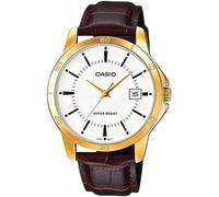 CASIO Herren-Armbanduhr Analog Quarz Leder MTP-V004G-7