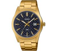 Casio MTP-VD03G-1A Herren-Armbanduhr, Standard-Goldton, Stahl, schwarzes Zifferblatt, 3-Zeiger-Armbanduhr, Gold