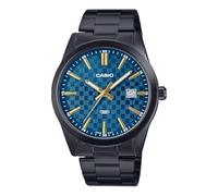 Casio Herren-Armbanduhr MTP-VD02B-1EUDF, schwarzes Zifferblatt, schwarz / blau, Modern