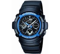 Casio Herren Quartz Armbanduhr, 46.00mm GehäusegröÃŸe mit schwarz analog/digital Zifferblatt und schwarz Rubber Strap Armband AW-591-2AER