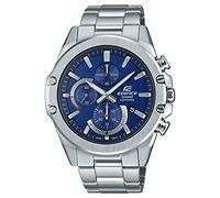 Casio Herren Quartz Armbanduhr, 47.00mm GehäusegröÃŸe mit blau analog Zifferblatt und Silber Metallarmband Armband EFR-S567D-2AVUEF