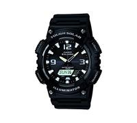Casio Herren Solar Armbanduhr, 46.00mm GehäusegröÃŸe mit schwarz analog/digital Zifferblatt und schwarz Rubber Strap Armband AQ-S810W-1AVEF