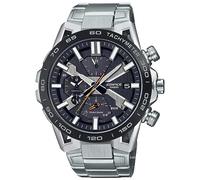Casio Herren Solar Armbanduhr, 55.60mm GehäusegröÃŸe mit schwarz analog Zifferblatt und Silber Metallarmband Armband EQB-2000DB-1AER