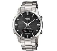 Casio Herrenarmbanduhr, Solar und Funkuhr, Saphirglas, massives Edelstahlgehäuse und Armband
