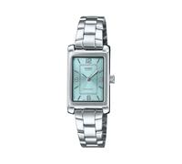 Casio LTP-1234DD-2A Damenuhr, rechteckig, klassisch, Edelstahl, blaues Zifferblatt, Kleid