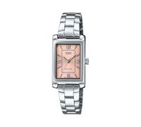 Casio LTP-1234DD-4A Damen-Armbanduhr, rechteckig, klassisch, Edelstahl, rosa Zifferblatt, Kleid, Pink