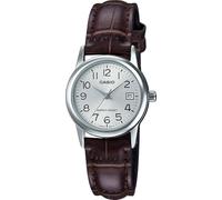 Casio #LTP-V002L-7B2 Women's Standard Analog Leather Band Silver Numbers Dial Date Watch