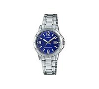 Casio LTP-V004D-2B Damen-Armbanduhr Enticer Edelstahl Ziffern blaues Zifferblatt Datum Uhr