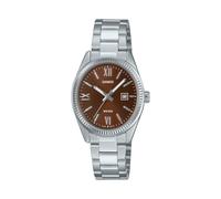 Casio LTP1302DD-5AV Damen-Armbanduhr, Standard, Edelstahl, braunes Zifferblatt, analoge Uhr, Braun
