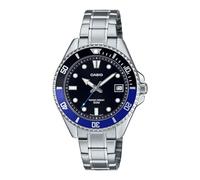 Casio MDV10D-1A2V Unisex Tauch-inspirierte 38 mm Edelstahl schwarzes Zifferblatt Sportuhr (schwarz/blau), Schwarz, Classic