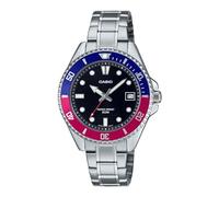 Casio MDV10D-1A3V Unisex Tauch-inspirierte 38 mm Edelstahl schwarzes Zifferblatt Sportuhr (rot/blau), Schwarz, Classic