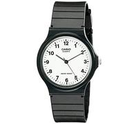 Casio MQ24-7B Unisex-Armbanduhr, schlichtes weißes arabisches Zifferblatt, schwarzes Gummiband, leger, 3-Zeiger-Analoguhr