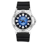 Casio MTD-140-2AV Herrenuhr, Standard, Analog, blaues Zifferblatt, Edelstahl, WR 100M, Armband aus Kunstharz, Datum