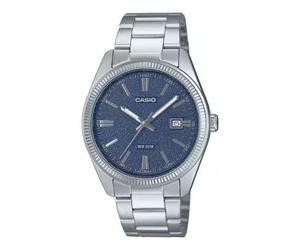 Casio MTP-1302DA-2A1V Analoge Herrenuhr, blaues Zifferblatt, matt, Edelstahl, Datum, Mineralglas, 50M WR - Ref. MTP-1302DA-2A1V
