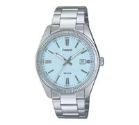 Casio MTP-1302DA-2A2VDF Analoguhr für Herren, himmelblaues Zifferblatt, Edelstahl, Datum, Mineralglas, 50M WR