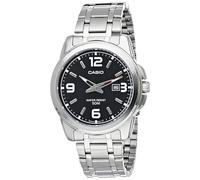 Casio MTP-1314D-1A Klassische Herren-Armbanduhr Quarz Analog schwarzes Zifferblatt Stahlarmband, grau