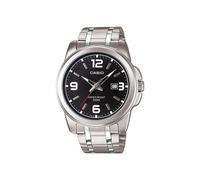 Casio MTP-1314D-1A klassische Herren-Armbanduhr Quarz Analog schwarzes Zifferblatt Stahlarmband, grau