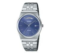 Casio MTP-B146D-2AV Herren-Armbanduhr, Vintage, Edelstahl, blaues Zifferblatt, Tag und Datum, analoge Uhr, silber, Casual