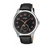 CASIO MTP-M110L-1AVER Herrenuhr Mondphase silber/schwarz Lederband Ø41mm