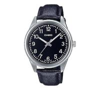 Casio MTP-V005L-1B4 Herren-Armbanduhr, analog, schwarzes Lederband, schwarze Ziffern, Zifferblatt