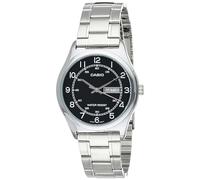 Casio MTP-V006D-1B2 Men's Stainless Steel Easy Reader Black Dial Day Date Analog Dress Watch