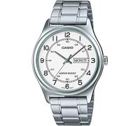 Casio MTP-V006D-7B2 Herren-Armbanduhr Analog Edelstahl mit weißem Zifferblatt Datum Datum Quarz, Weiß, Quarzwerk