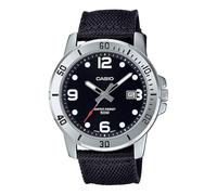 Casio MTP-VD01C-1BV Herren-Armbanduhr mit Stoffband, schwarzes Zifferblatt, 50 m, analog, sportlich