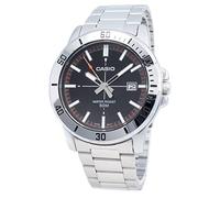 Casio MTP-VD01D-1E2V Enticer Herren-Armbanduhr aus Edelstahl, schwarzes Zifferblatt, leger, analog, sportlich