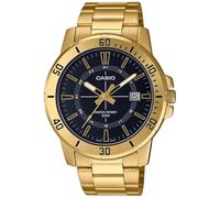 Casio MTP-VD01G-1C Enticer Sportuhr für Herren, analog, lässig, aus Edelstahl, mit schwarzem Zifferblatt, Schwarz
