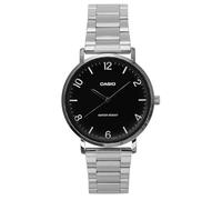Casio MTP-VT03D-1B Herren Minimalistische Edelstahl Schwarz Konkave Form Zifferblatt 3-Zeiger Analog Uhr, Schwarz