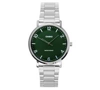 Casio MTP-VT03D-3B Herren-Armbanduhr, minimalistisch, Edelstahl, grünes Zifferblatt, konkaves Zifferblatt, 3-Zeiger-Analoguhr, Grün