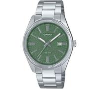 Casio MTP1302DA-3AV Herren-Armbanduhr, Vintage, klassisch, Edelstahl, mattes grünes Zifferblatt, Datum, analoge Uhr
