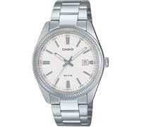 Casio MTP1302DA-7AV Herren-Armbanduhr, Vintage, klassisch, Edelstahl, mattes weißes Zifferblatt, Datum, analoge Uhr