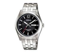 Casio MTP1335D-1AV Herren-Armbanduhr aus Edelstahl, schwarzes Zifferblatt, Tages-/Datumsanzeige, 3-Zeiger-Analoguhr