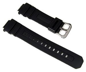 Casio Original Ersatz-Uhrenarmband 10273059 Uhr AWG-M100F-1BD, AW-590-1AW + andere Modelle, schwarzes Band, schwarzes Armband, Schwarz, Armband