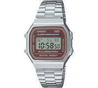 Casio Retro Vintage - Unisex-Quarzuhr Casual Edelstahl-Armband graues Harzgehäuse mit roter Analoganzeige - A168WA-5A