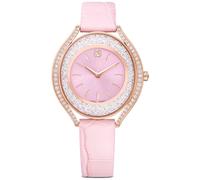 Crystalline aura Uhr, Schweizer Produktion, Lederarmband, Rosa, Roségoldfarbenes Finish OS