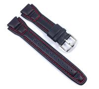 Casio Uhrenarmband Leder Band 17mm schwarz/Rot für AQF-102WL AQF-102