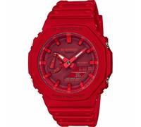 Casio Unisex Analog - Digital Quarz Uhr mit Kautschuk Armband GA-2100-4AER, Rot