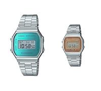 Casio Unisex Erwachsene Armbanduhr Digital Quarz Edelstahl A168WEM-2EF & Collection Unisex Retro Armbanduhr A158WEA-9EF