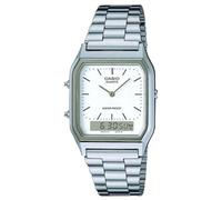 Casio Collection Herren Analog/Digital Quarz mit Edelstahlarmband - AQ-230A-7BMQYES, Silber (Zifferblatt: Weiß)