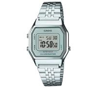 Casio Unisex Quartz Armbanduhr, 28.00mm GehäusegröÃŸe mit LCD digital Zifferblatt und Silber Metallarmband Armband LA680WEA-7EF