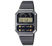 Casio Unisex Quartz Armbanduhr, 33.00mm GehäusegröÃŸe mit schwarz digital Zifferblatt und schwarz und Silber Metallarmband Armband A100WEGG-1A2EF