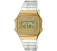 Casio Unisex Quartz Armbanduhr, 36.00mm GehäusegröÃŸe mit Gold digital Zifferblatt und transparent Plastic/Resin Bracelet Armband A168XESG-9AEF