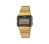 Casio Unisex Quartz Armbanduhr, 36.00mm GehäusegröÃŸe mit LCD digital Zifferblatt und Gold Metallarmband Armband A700WEG-9AEF