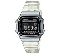 Casio Unisex Quartz Armbanduhr, 36.00mm GehäusegröÃŸe mit schwarz digital Zifferblatt und transparent Plastic/Resin Bracelet Armband A168XES-1BEF